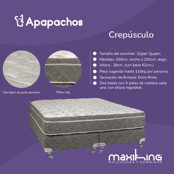 Sommier y Colchón Espuma Maxiking Crepúsculo Queen 160x200x28 - Imagen 2