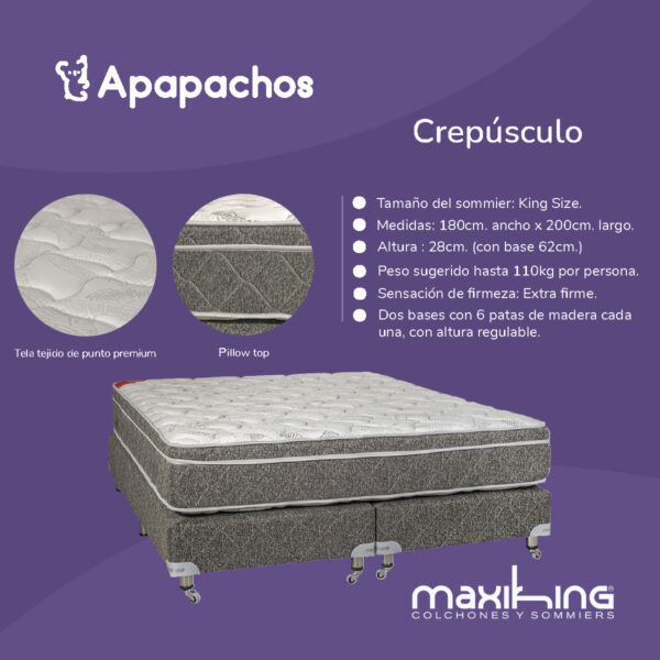 Sommier y Colchón Espuma Maxiking Crepúsculo King Size 180x200x28 - Imagen 2