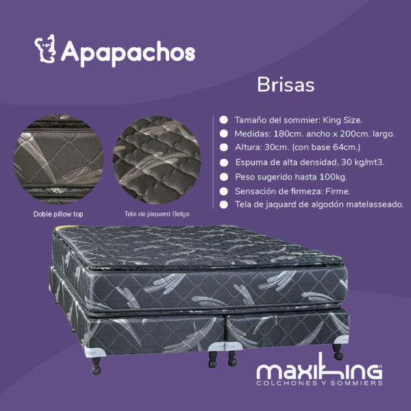 Sommier y Colchón Espuma Maxiking Brisas Pillow King Size 180x200x30 - Imagen 3