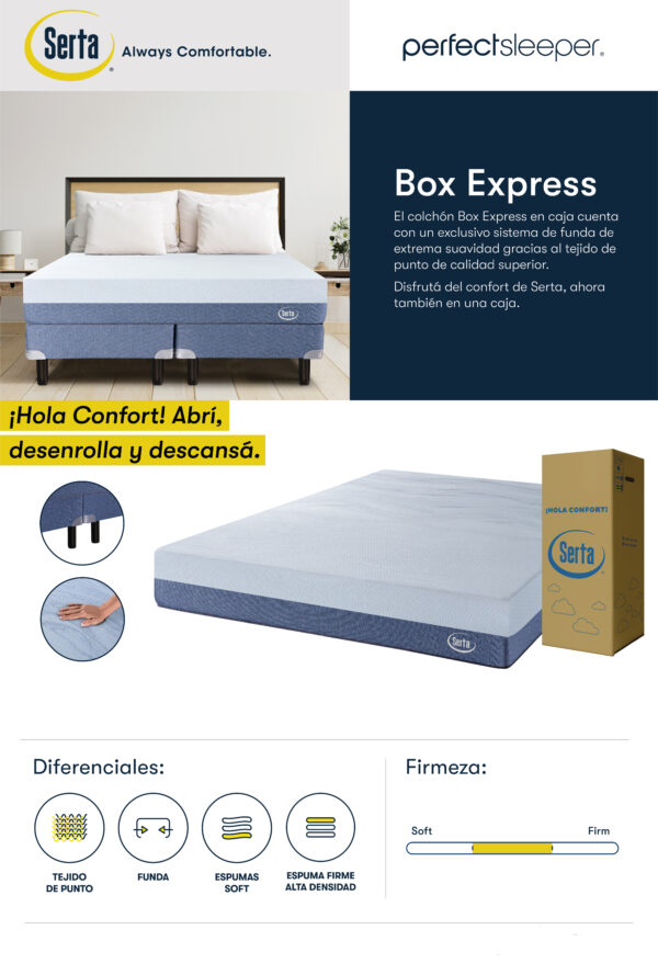 Colchon Serta Box Express Super King 200x200 Espuma de Alta Densidad en Caja - Imagen 3